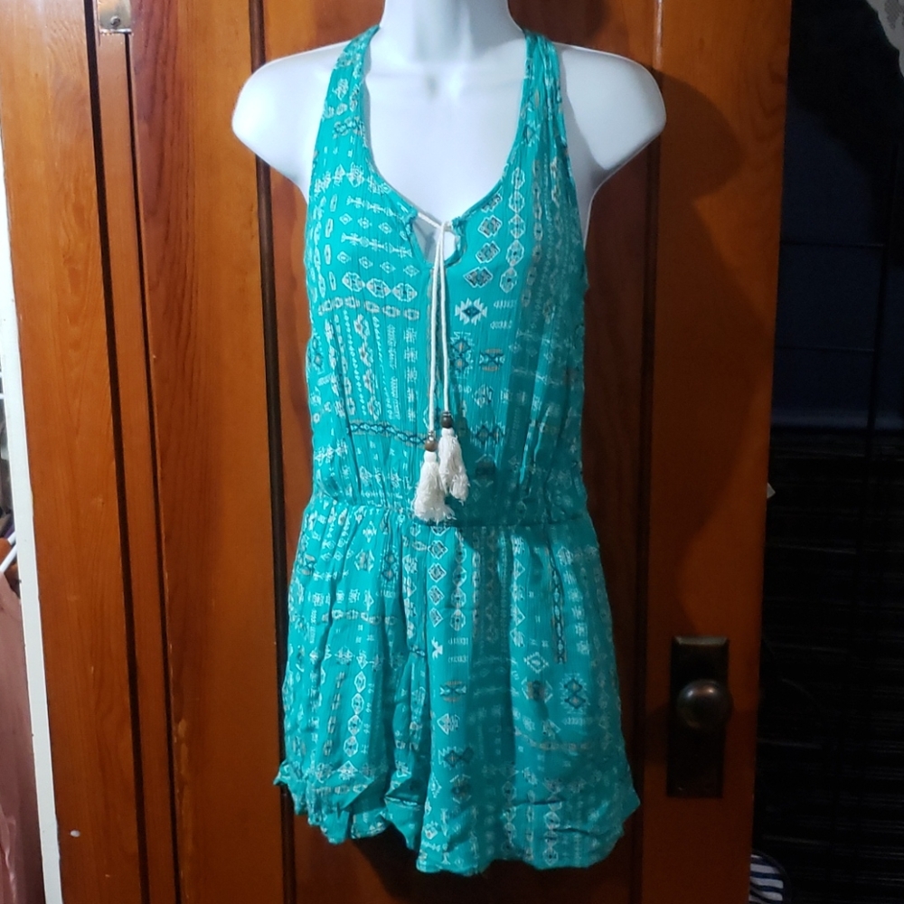 Teal Tribal Print Romper